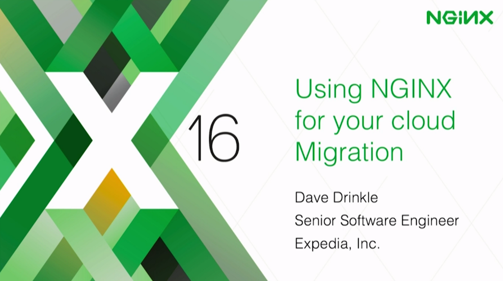 Title slide for presentation at nginx.conf 2016, 'Using NGINX for Your Cloud Migration'